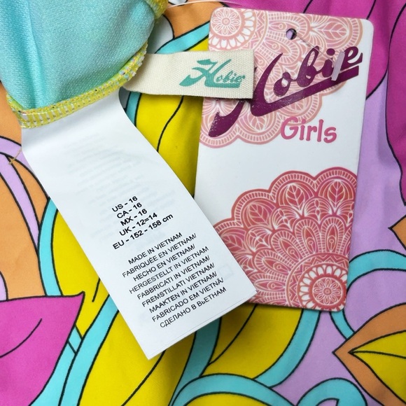 Hobie Girl Woodstock Floral Crochet High Neck 2-Pc Swimsuit Girl Sz: 16 NWT - Picture 3 of 7